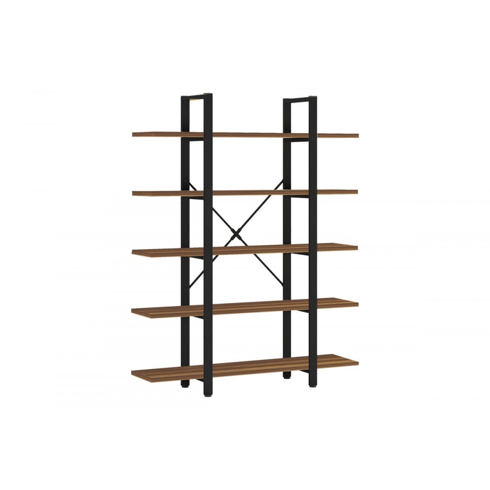 Βιβλιοθήκη ''ESTHON'' σε χρώμα καρυδί/μαύρο 120x28x180