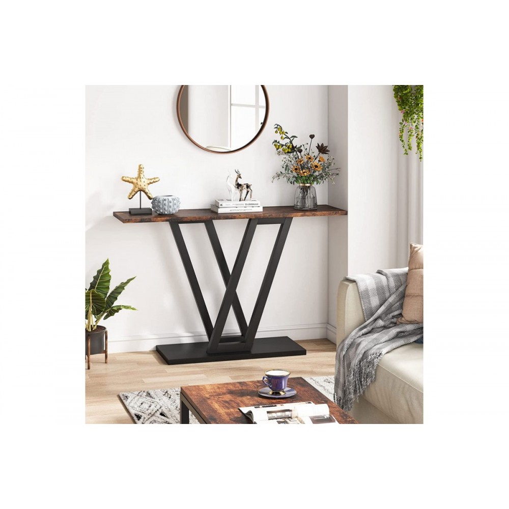 Κονσόλα ''WIRMO''  από μέταλλο σε χρώμα μαύρο/καρυδί 110x30x80