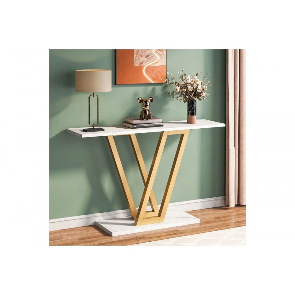 Κονσόλα ''WIRMO'' από μέταλλο σε χρώμα χρυσό/ λευκό μαρμάρου 110x30x80