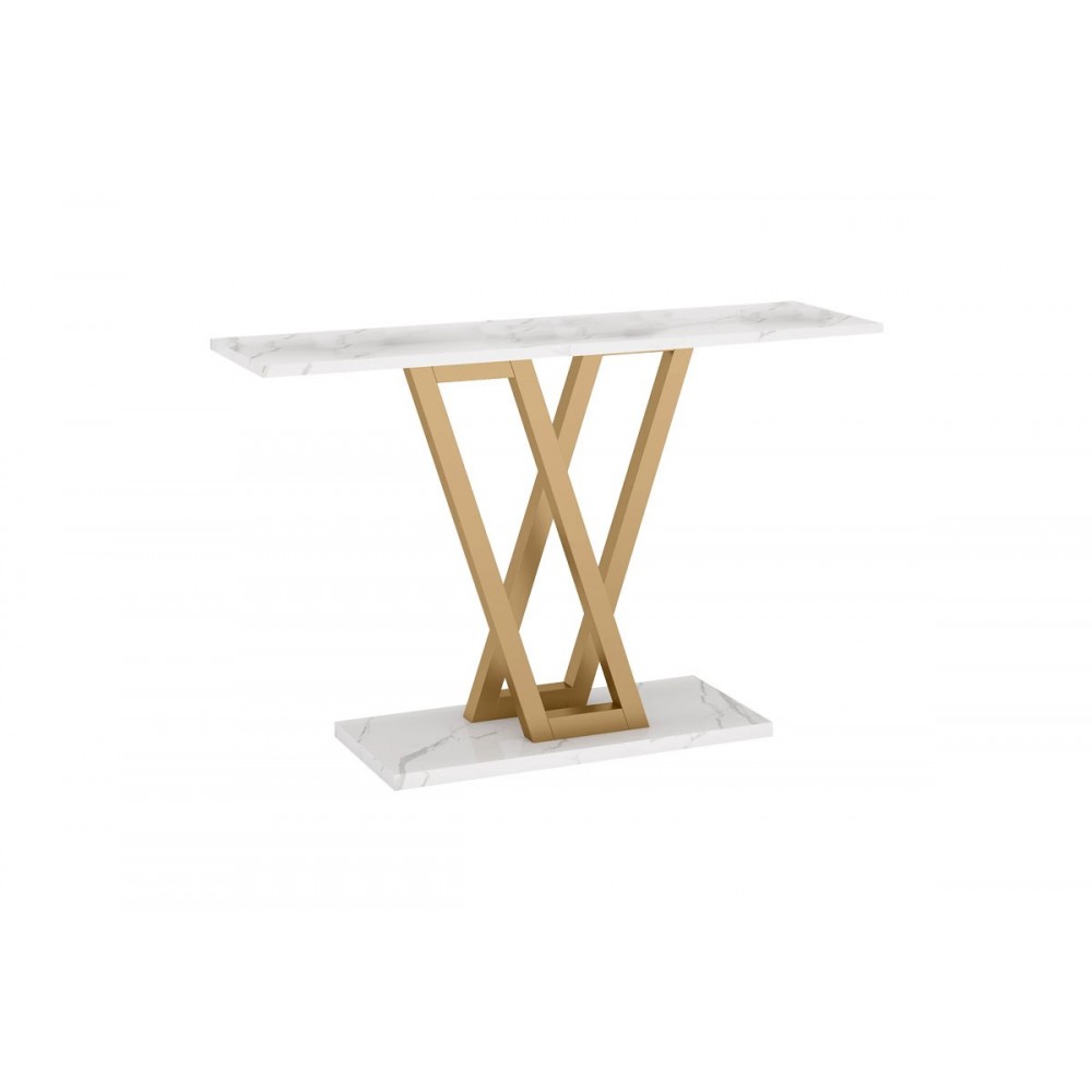 Κονσόλα ''WIRMO'' από μέταλλο σε χρώμα χρυσό/ λευκό μαρμάρου 110x30x80