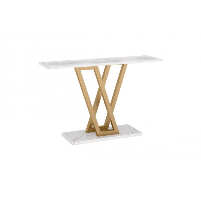 Κονσόλα ''WIRMO'' από μέταλλο σε χρώμα χρυσό/ λευκό μαρμάρου 110x30x80