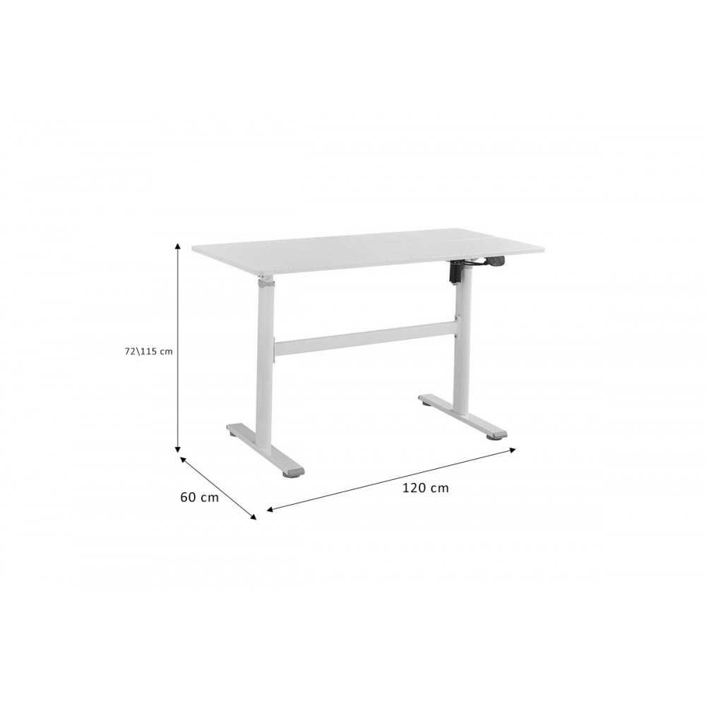 Γραφείο με ρυθμιζόμενο ύψος "KARLA" από μέταλλο σε χρώμα λευκό 120x60x72