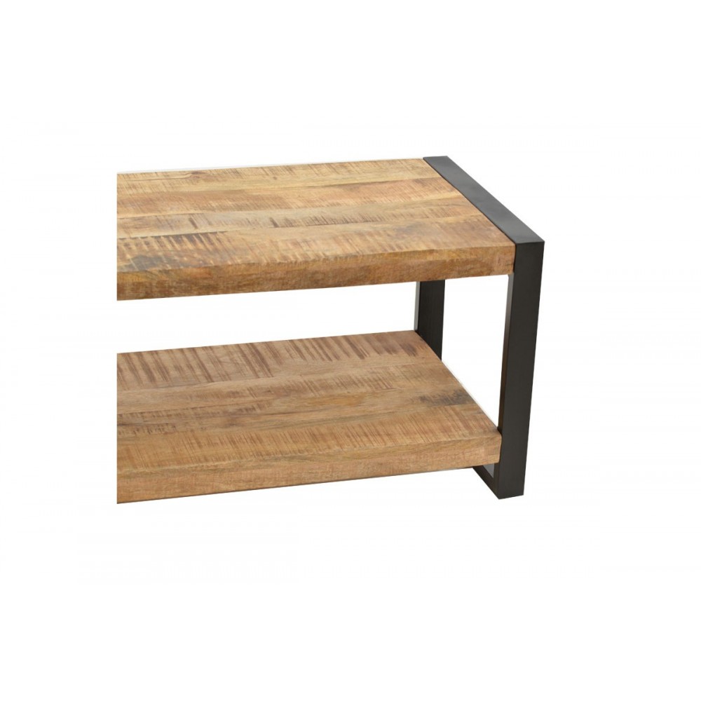 Τραπέζι σαλονιού "MILES" από ξύλο σε χρώμα καρυδί/μαύρο 100x45x45,5