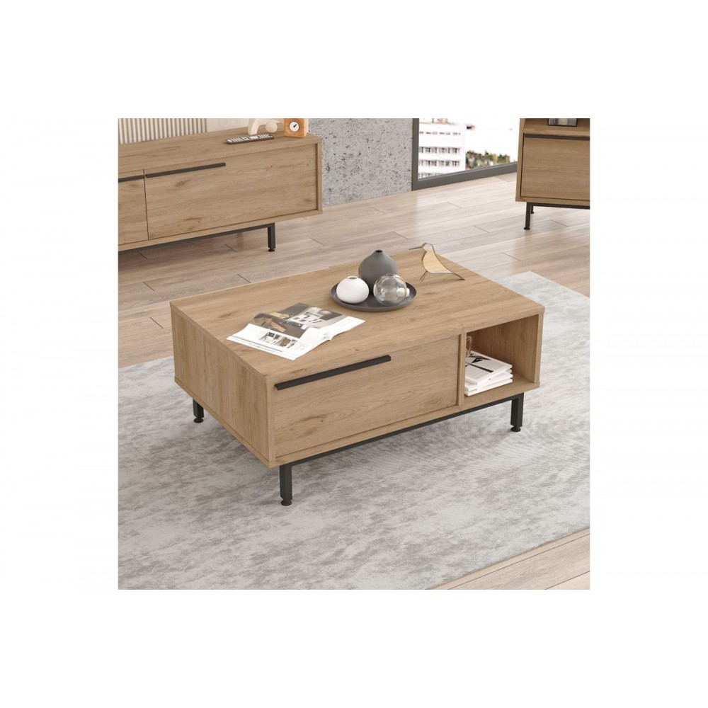 Τραπέζι σαλονιού "FRIXTON" σε χρώμα φυσικό/μαύρο 90x60x37.5