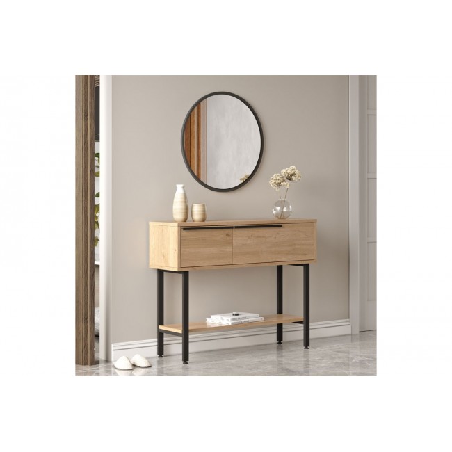 Τουαλέτα με καθρέπτη σε χρώμα φυσικό/μαύρο 100x29.5x76