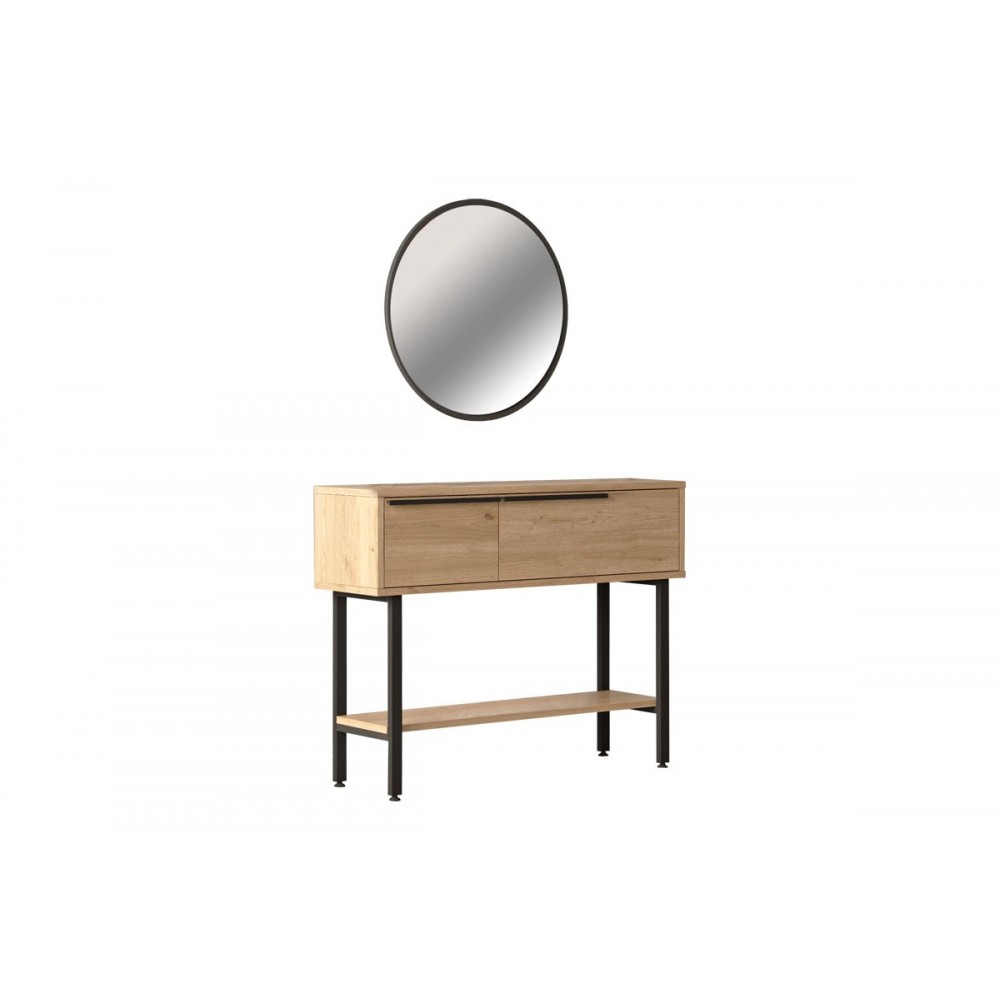 Τουαλέτα με καθρέπτη σε χρώμα φυσικό/μαύρο 100x29.5x76