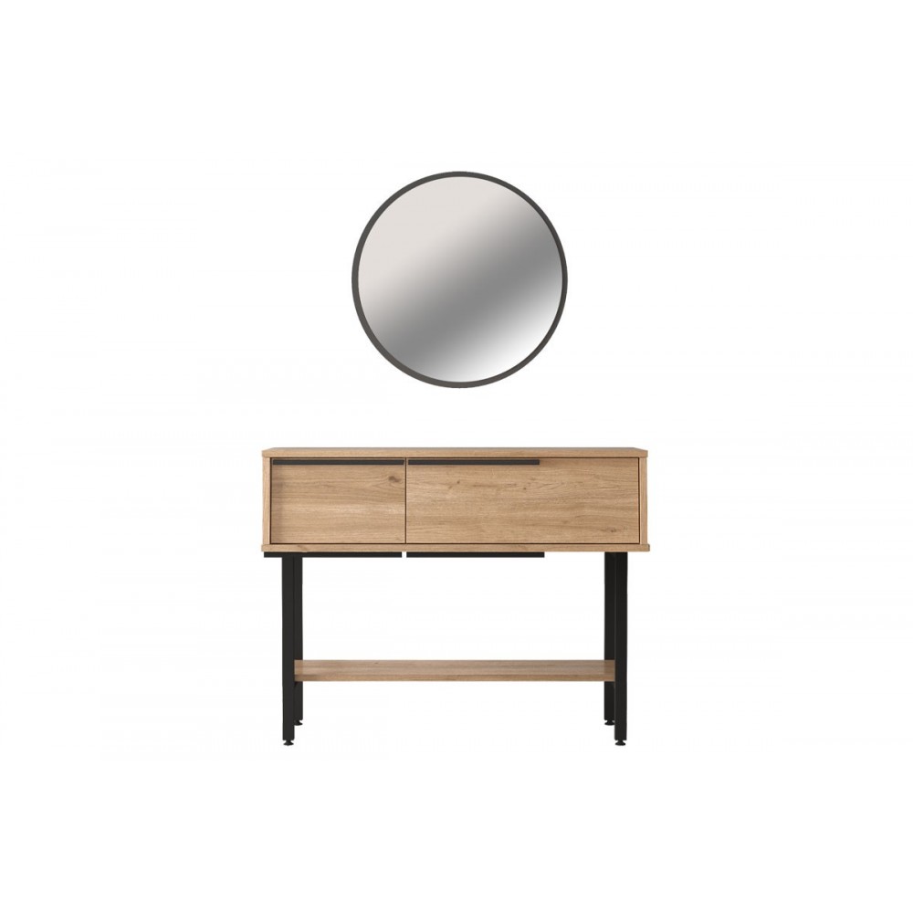 Τουαλέτα με καθρέπτη σε χρώμα φυσικό/μαύρο 100x29.5x76