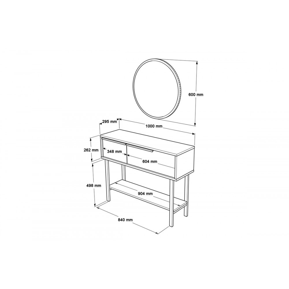 Τουαλέτα με καθρέπτη σε χρώμα φυσικό/μαύρο 100x29.5x76