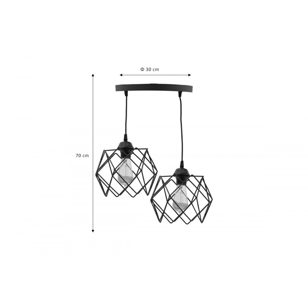 Φωτιστικό οροφής δίφωτο "ZOCIE" σε χρώμα μαύρο Φ30x70