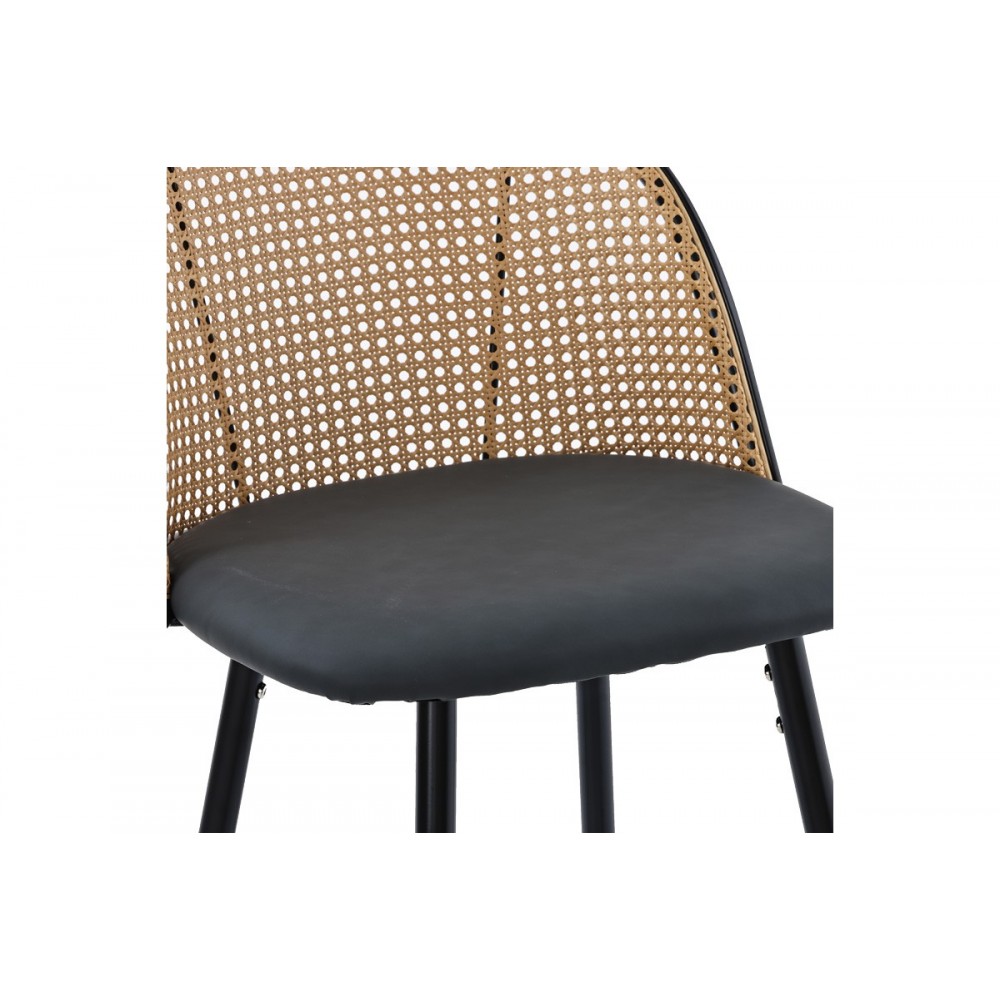 Σκαμπό μπαρ "KACE"  από μέταλλο/rattan σε χρώμα ανθρακί/μαύρο 43x55x102