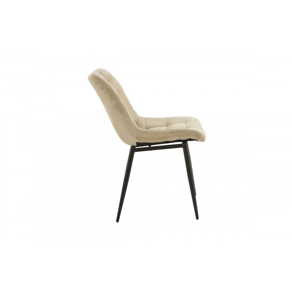 Καρέκλα "VITTORIO" από μέταλλο/βελούδο σε χρώμα μπεζ/μαύρο 46x62x80