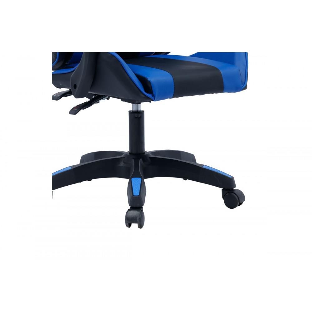 Πολυθρόνα εργασίας gaming "WILLIAM" από PU σε χρώμα μαύρο/μπλε 60x59x108