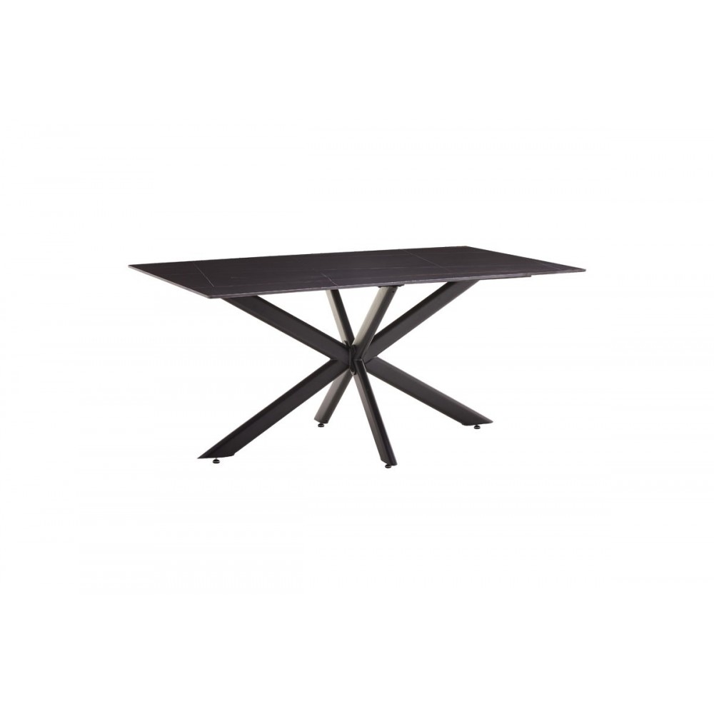 Τραπέζι ''BETHAN'' από sintered stone σε χρώμα μαύρο με εφέ μαρμάρου 180x90x75