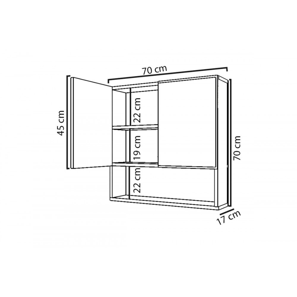 Καθρέπτης μπάνιου "ZANTE" σε λευκό χρώμα 70x17x70