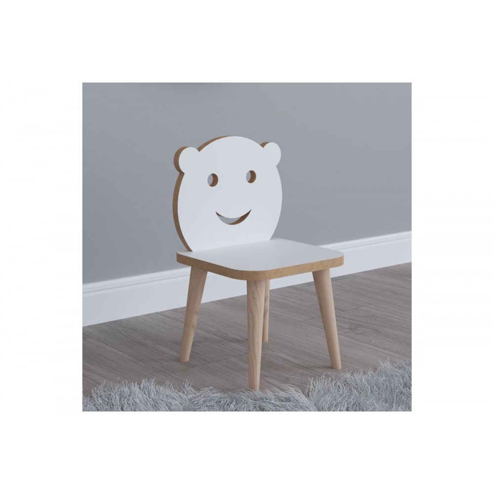 Καρέκλα παιδική "JERRY" σε λευκό/φυσικό χρώμα 30x30x52