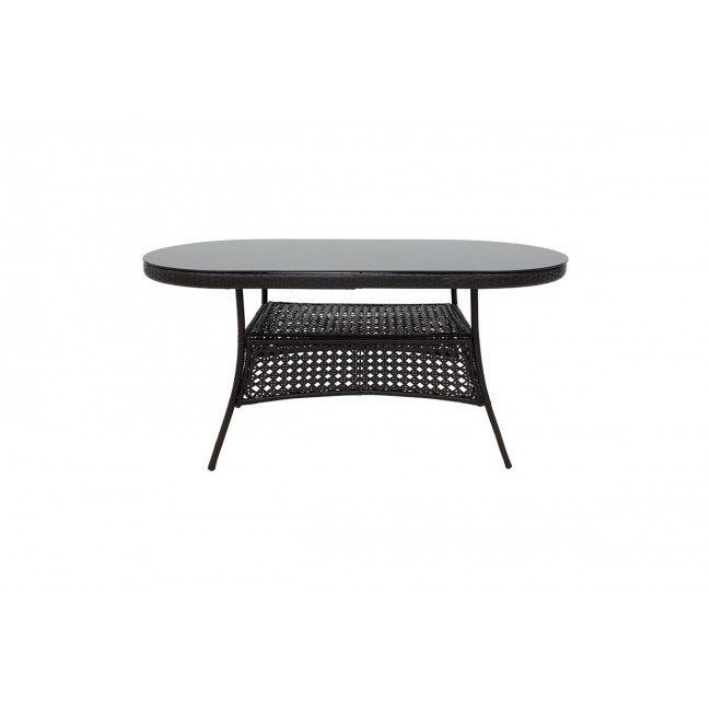 Τραπέζι "CELLIN" από μέταλλο/pe rattan σε καφέ χρώμα 160x80x77