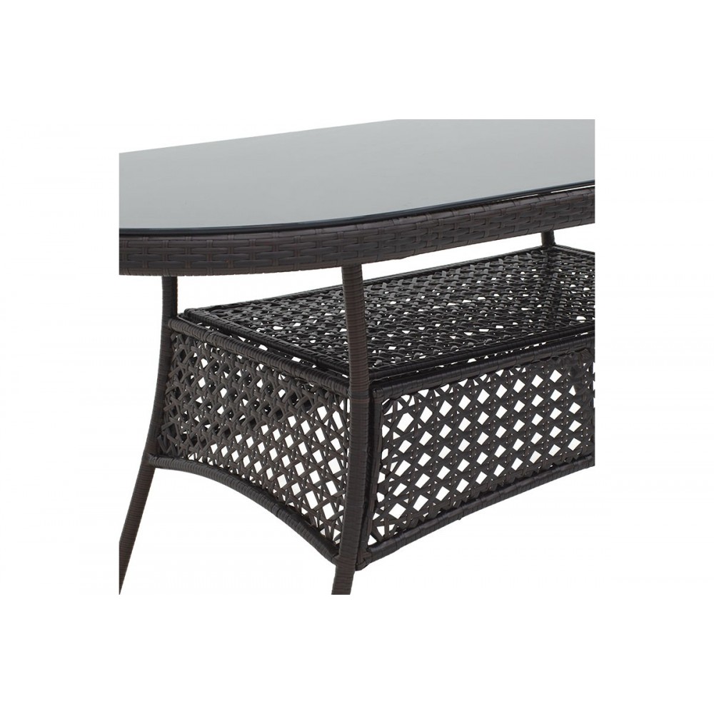 Τραπέζι "CELLIN" από μέταλλο/pe rattan σε καφέ χρώμα 160x80x77