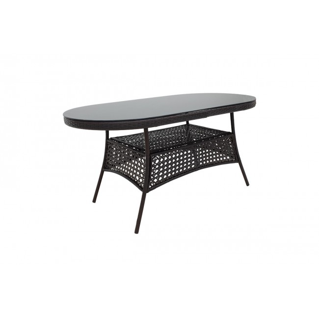 Τραπέζι "CELLIN" από μέταλλο/pe rattan σε καφέ χρώμα 160x80x77