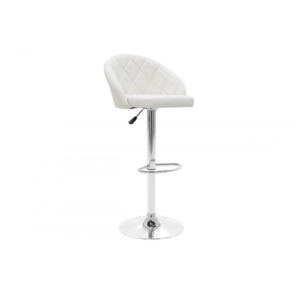 Σκαμπό μπαρ "BALINA" από PU/μέταλλο σε λευκό χρώμα 52x53x109