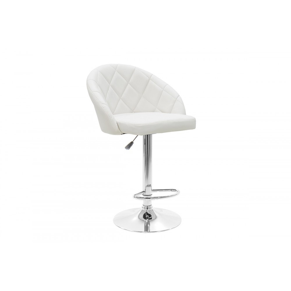 Σκαμπό μπαρ "BALINA" από PU/μέταλλο σε λευκό χρώμα 52x53x109