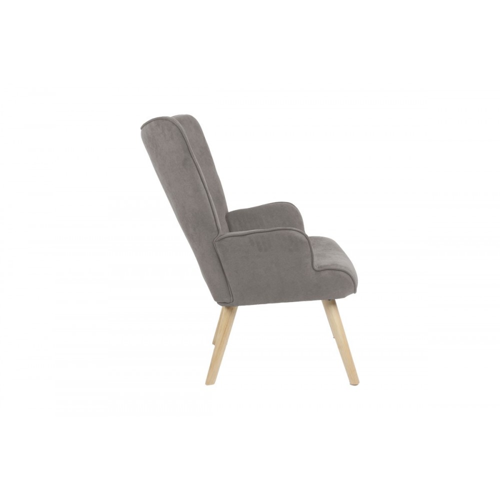 Πολυθρόνα "FLUFFY" από ξύλο/ύφασμα σε χρώμα γκρι/φυσικό 75x69x96