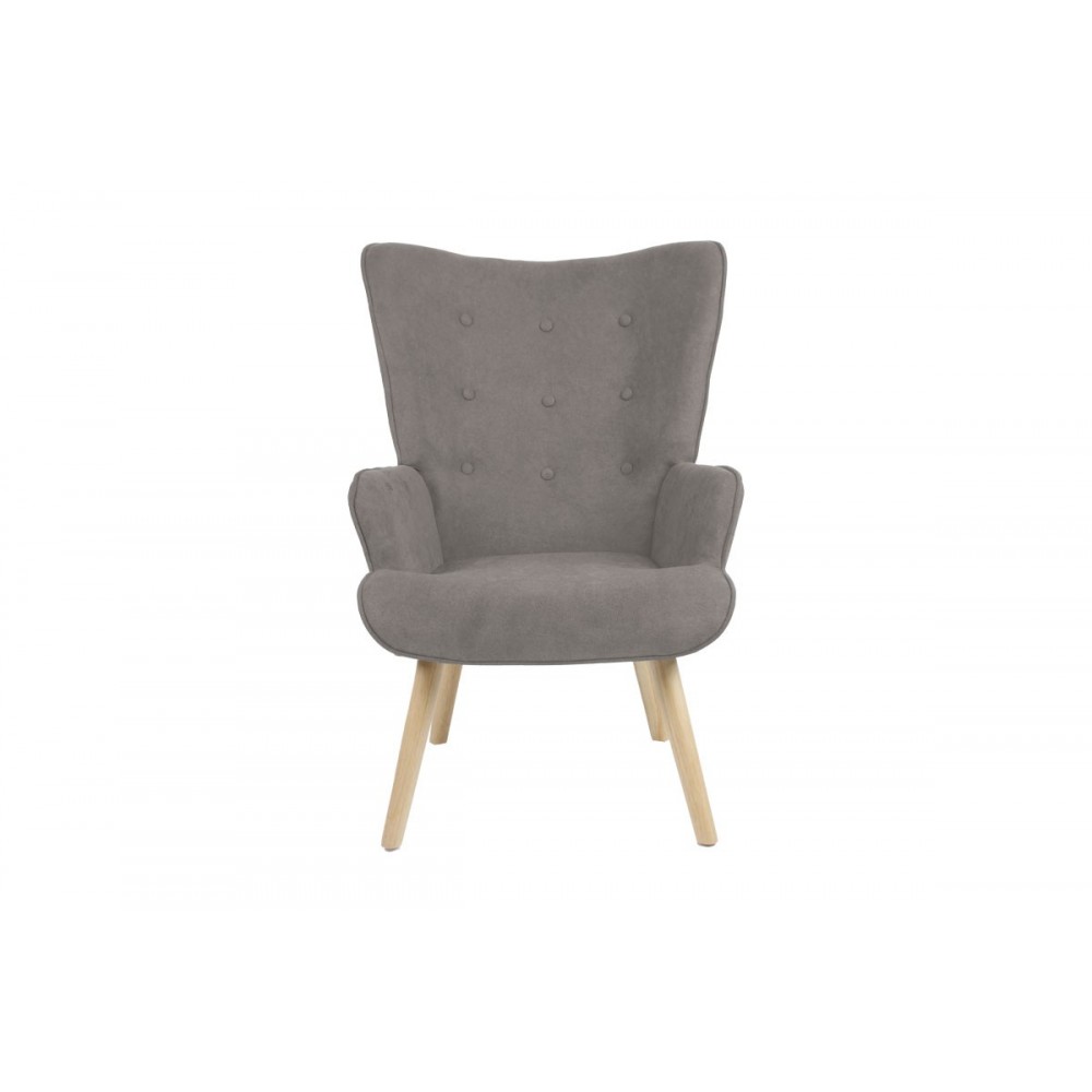 Πολυθρόνα "FLUFFY" από ξύλο/ύφασμα σε χρώμα γκρι/φυσικό 75x69x96