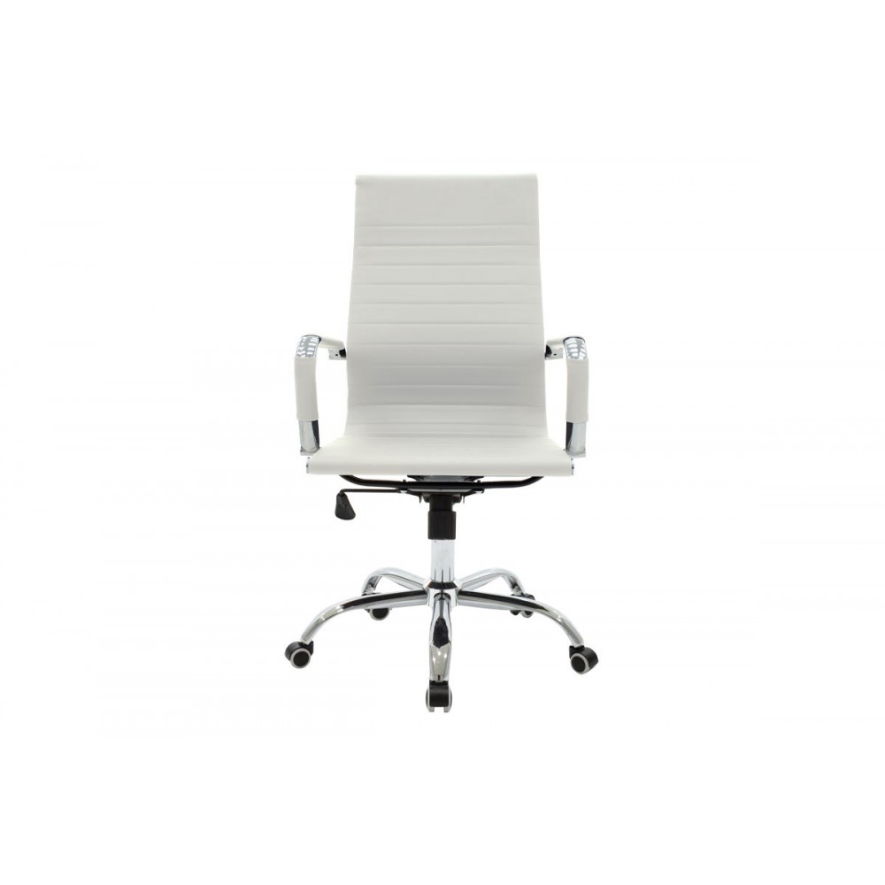 Πολυθρόνα γραφείου διευθυντή "VALTER" από PU/μέταλλο σε λευκό/ασημί χρώμα 55.5x58x108