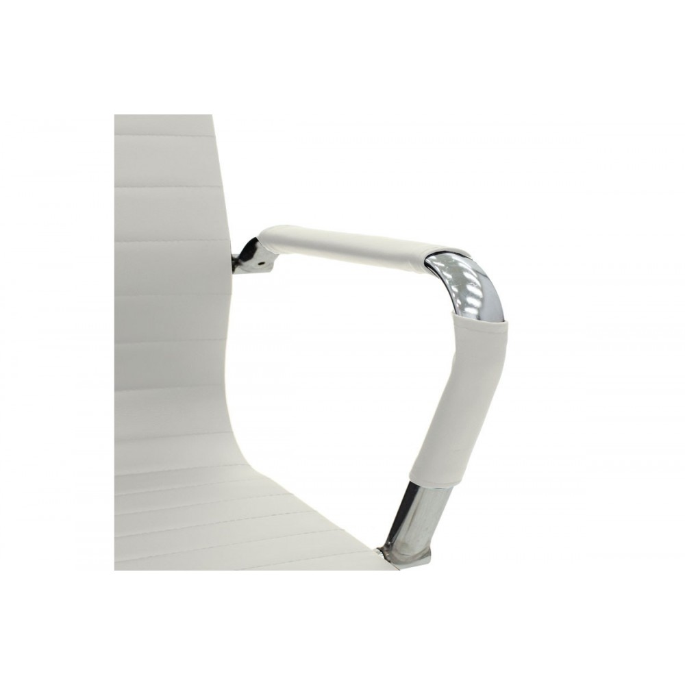 Πολυθρόνα γραφείου διευθυντή "VALTER" από PU/μέταλλο σε λευκό/ασημί χρώμα 55.5x58x108