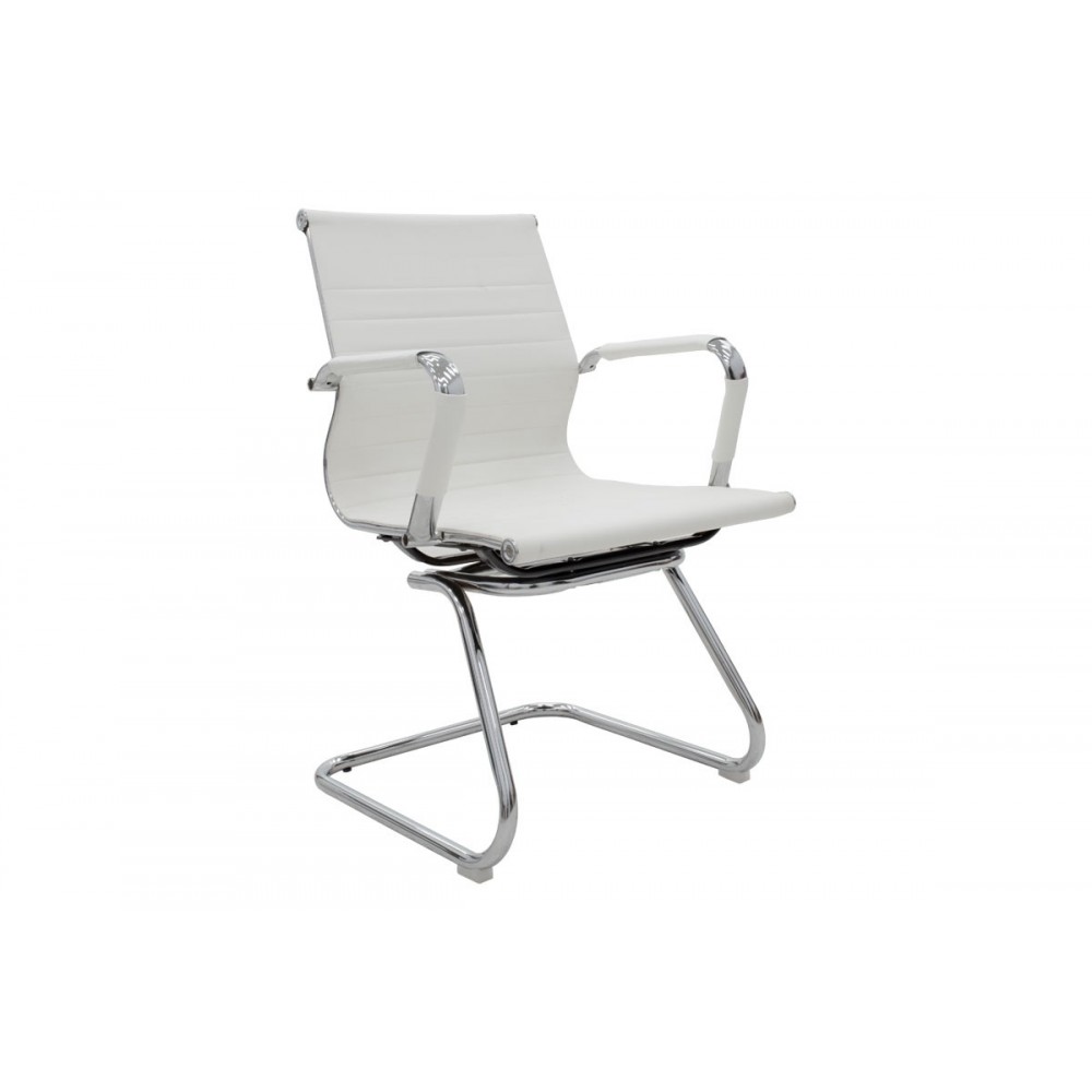 Καρέκλα επισκέπτη "VALTER" από PU/μέταλλο σε λευκό χρώμα 55.5x52x95.5