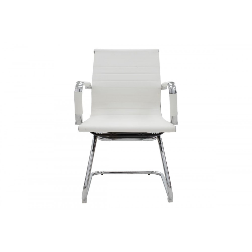 Καρέκλα επισκέπτη "VALTER" από PU/μέταλλο σε λευκό χρώμα 55.5x52x95.5