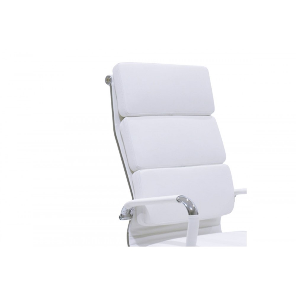 Πολυθρόνα γραφείου διευθυντή ''TOKYO'' από PU σε λευκό χρώμα 55.5x52x108