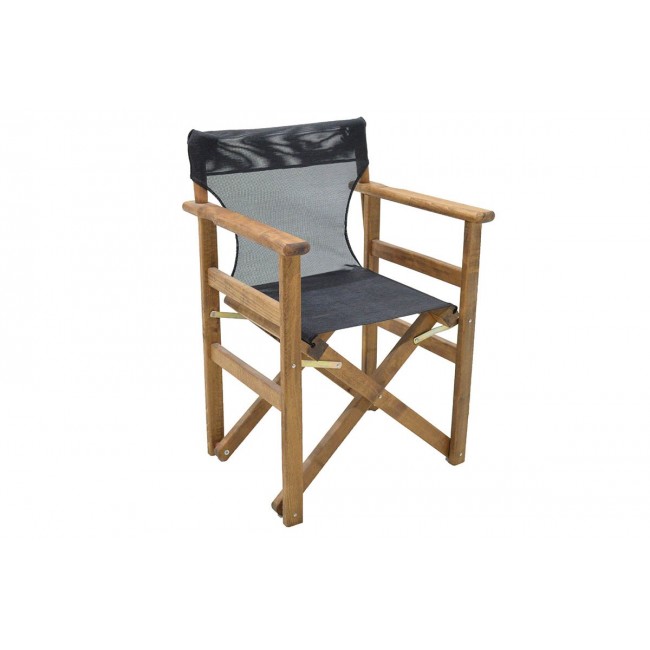 Πολυθρόνα σκηνοθέτη "RETTO" από ξύλο/πανί σε καρυδί/μαύρο χρώμα 61x51x86