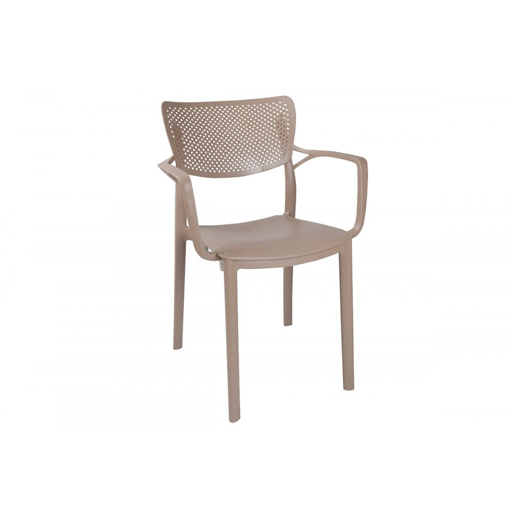 Τραπεζαρία κήπου "FRONTLINE" 3τμχ από PP σε χρώμα καπουτσίνο 90x90x73,5