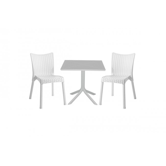 Τραπεζαρία κήπου "GROOVY-CONFIDENT" 3τμχ από PP σε λευκό χρώμα 80x80x74,5