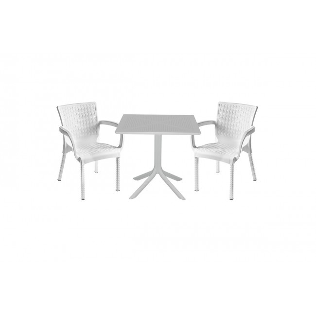 Τραπεζαρία κήπου "GROOVY-FESTIVE" 3τμχ από PP σε λευκό χρώμα 80x80x74,5