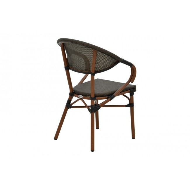 Πολυθρόνα κήπου "ISAIA" από αλουμίνιο/textilene σε καρυδί/μαύρο χρώμα 57x57x83