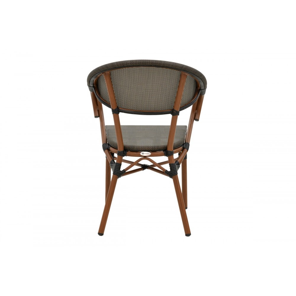 Πολυθρόνα κήπου "ISAIA" από αλουμίνιο/textilene σε καρυδί/μαύρο χρώμα 57x57x83