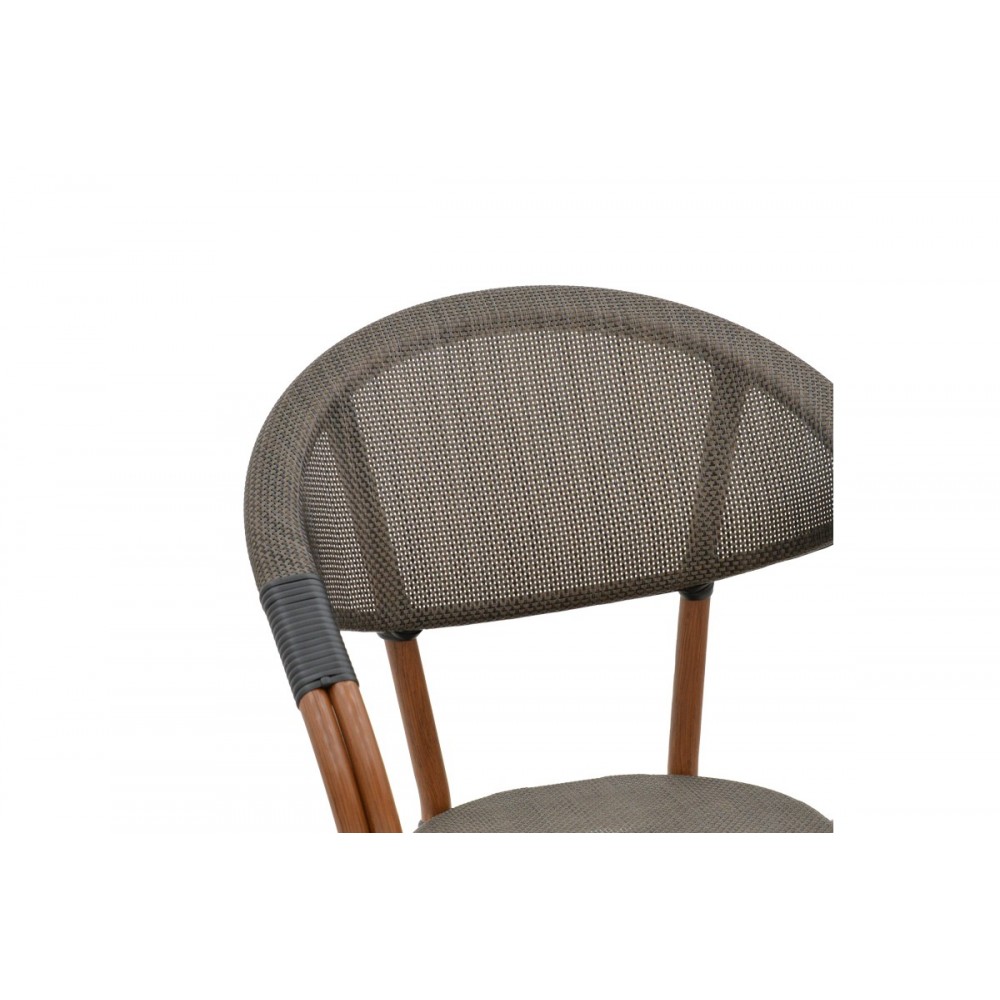 Πολυθρόνα κήπου "ISAIA" από αλουμίνιο/textilene σε καρυδί/μαύρο χρώμα 57x57x83