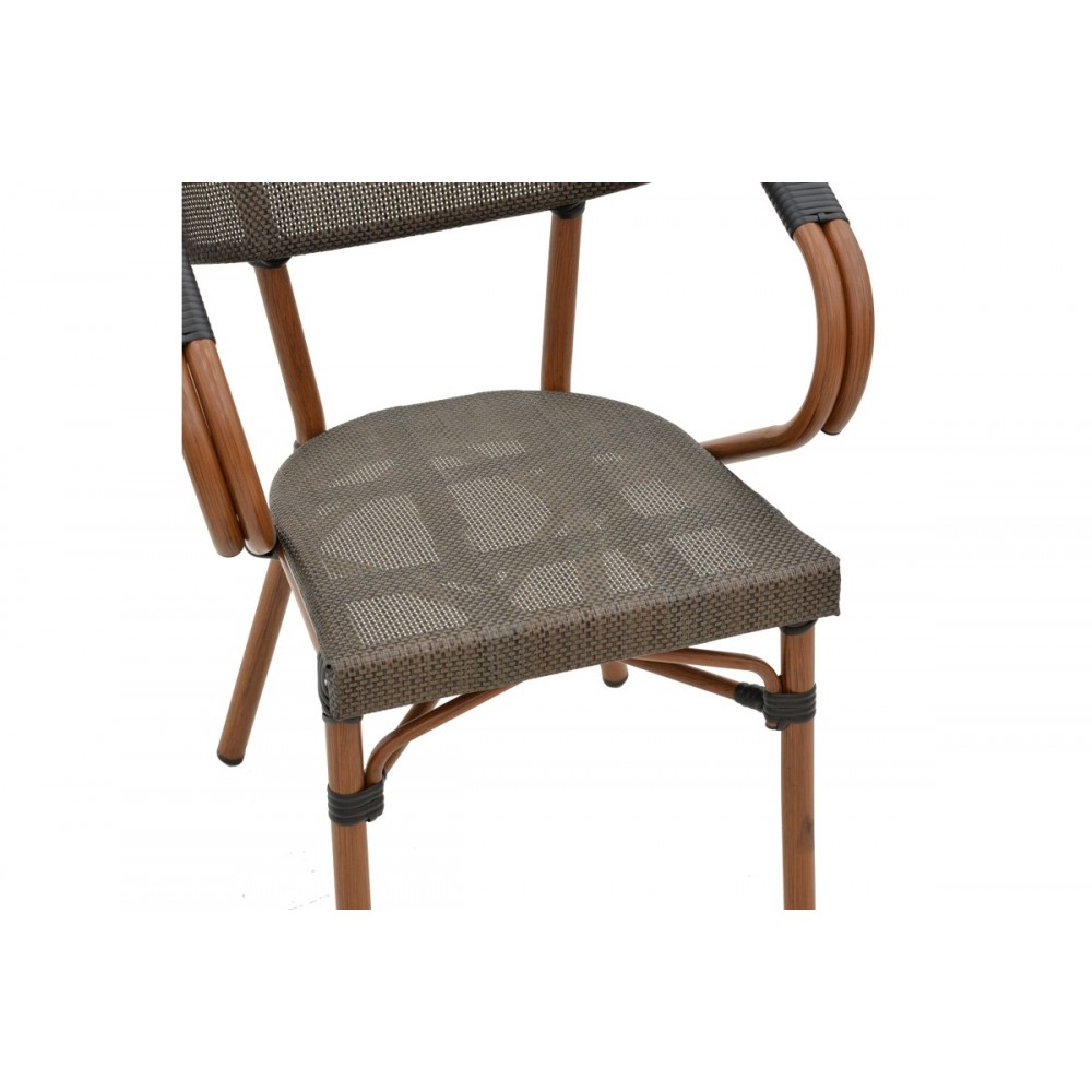 Πολυθρόνα κήπου "ISAIA" από αλουμίνιο/textilene σε καρυδί/μαύρο χρώμα 57x57x83