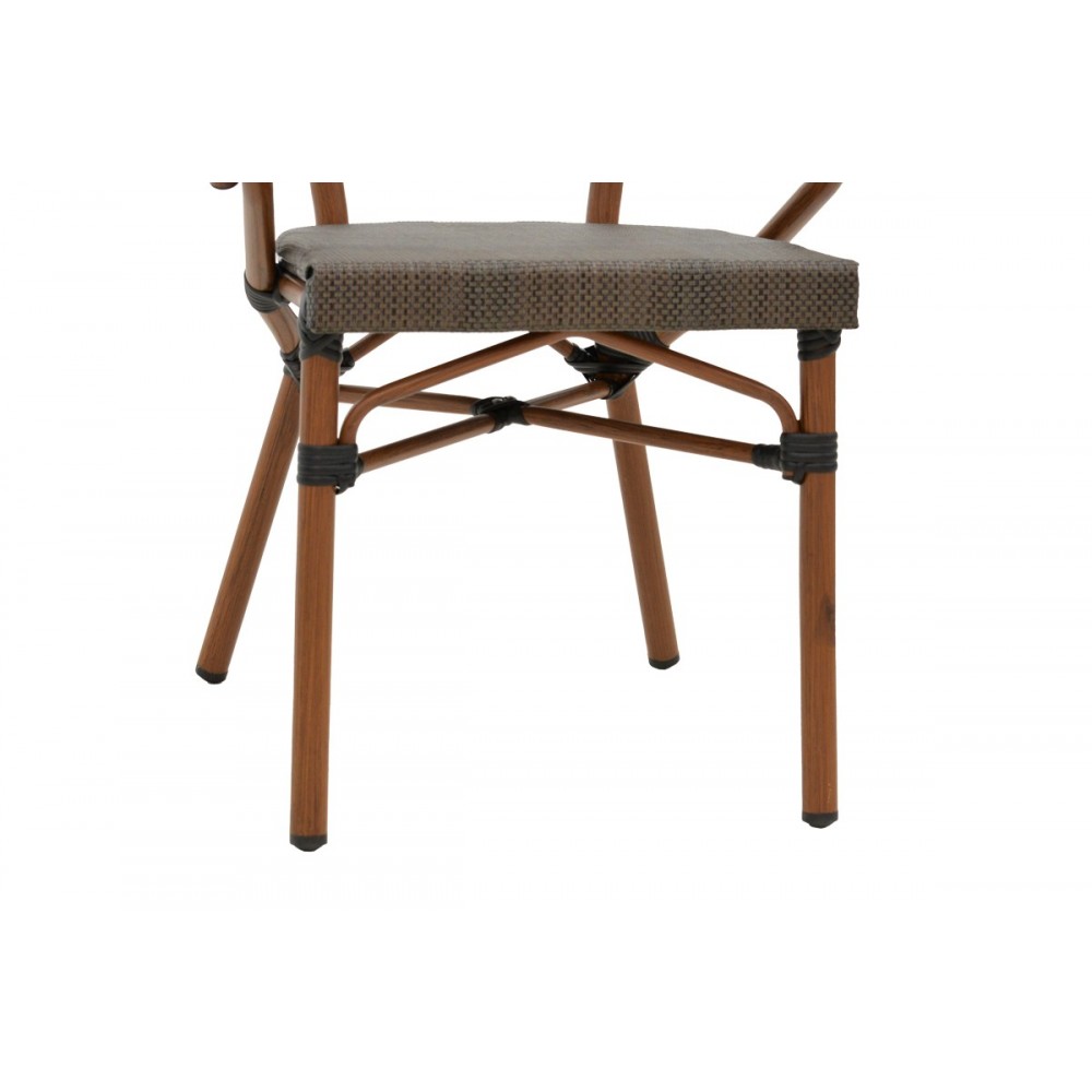 Πολυθρόνα κήπου "ISAIA" από αλουμίνιο/textilene σε καρυδί/μαύρο χρώμα 57x57x83