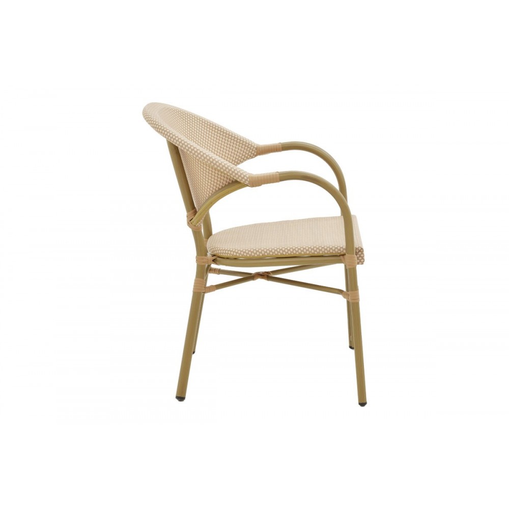 Πολυθρόνα κήπου "ELYZA" από αλουμίνιο/textilene σε χρυσό/μπεζ χρώμα 57x62x84