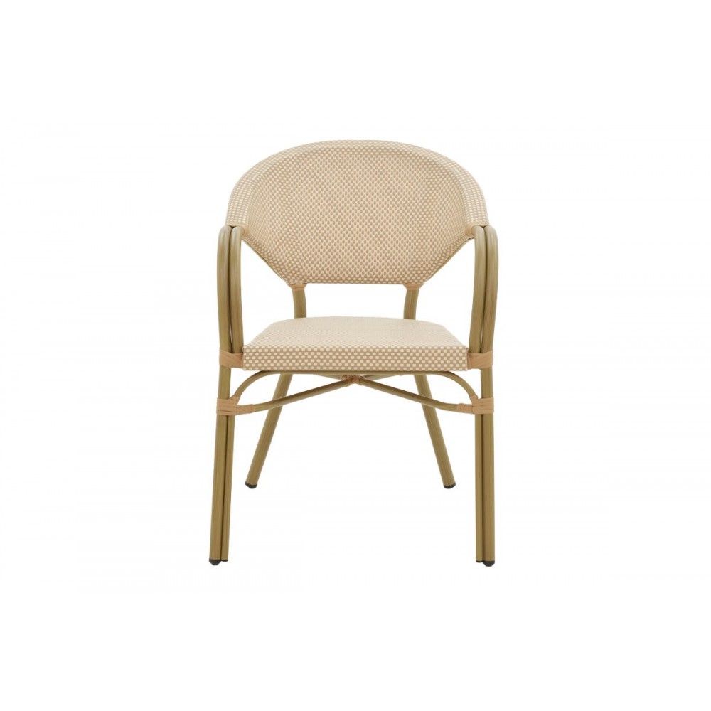 Πολυθρόνα κήπου "ELYZA" από αλουμίνιο/textilene σε χρυσό/μπεζ χρώμα 57x62x84