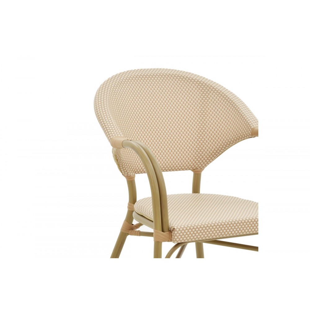 Πολυθρόνα κήπου "ELYZA" από αλουμίνιο/textilene σε χρυσό/μπεζ χρώμα 57x62x84