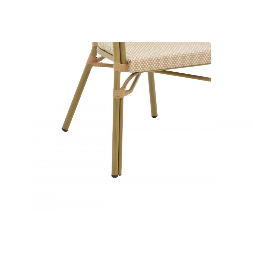 Πολυθρόνα κήπου "ELYZA" από αλουμίνιο/textilene σε χρυσό/μπεζ χρώμα 57x62x84