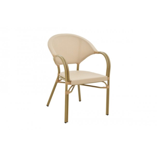 Πολυθρόνα κήπου "ELYZA" από αλουμίνιο/textilene σε χρυσό/μπεζ χρώμα 57x62x84