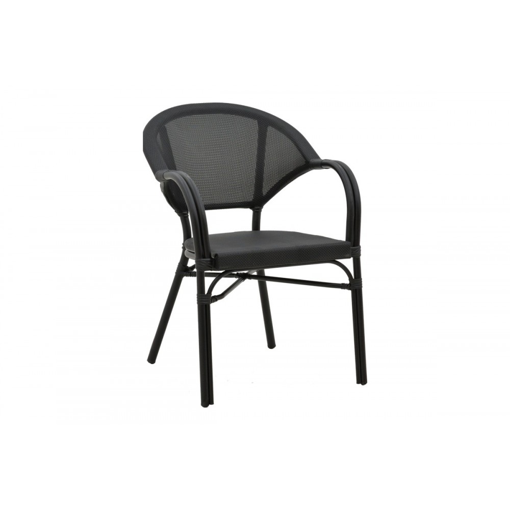 Πολυθρόνα κήπου "ELYZA" από αλουμίνιο/textilene σε μαύρο χρώμα 57x62x84