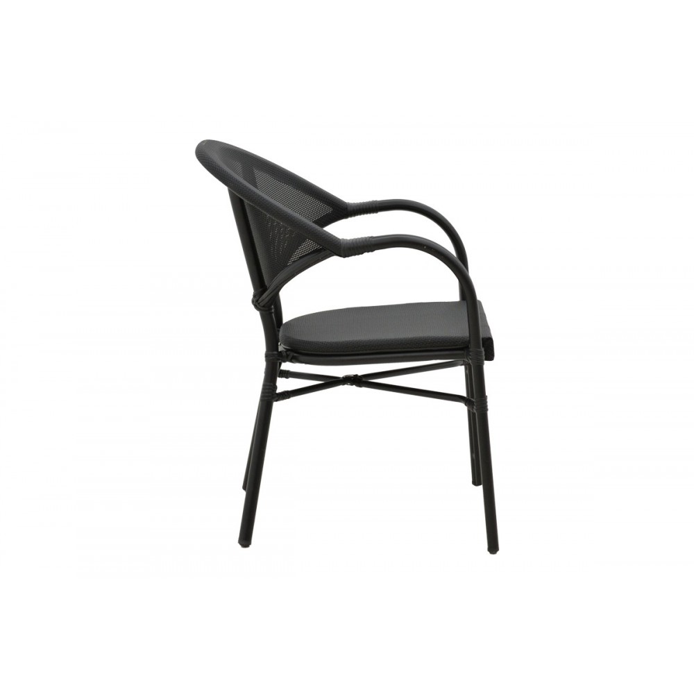 Πολυθρόνα κήπου "ELYZA" από αλουμίνιο/textilene σε μαύρο χρώμα 57x62x84