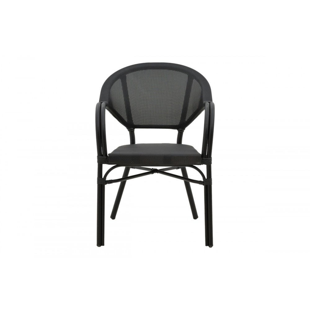 Πολυθρόνα κήπου "ELYZA" από αλουμίνιο/textilene σε μαύρο χρώμα 57x62x84