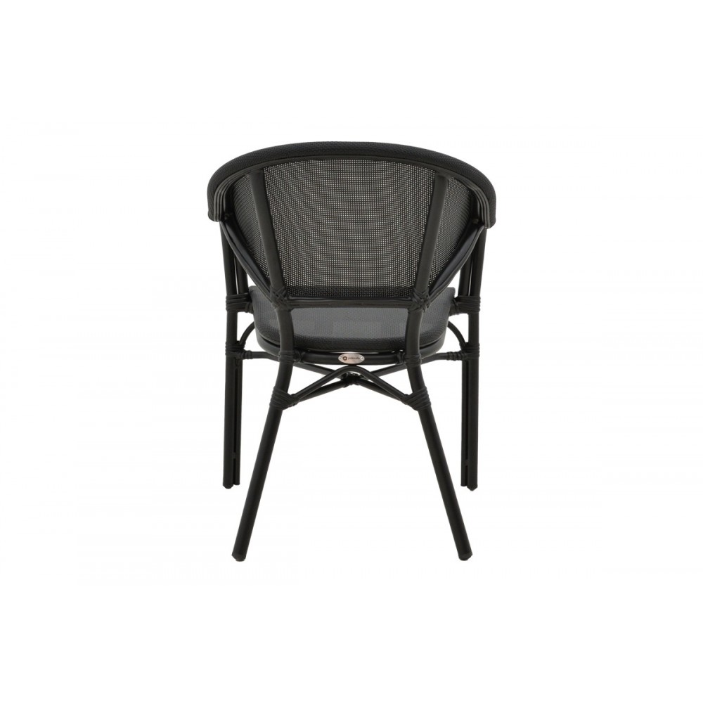 Πολυθρόνα κήπου "ELYZA" από αλουμίνιο/textilene σε μαύρο χρώμα 57x62x84