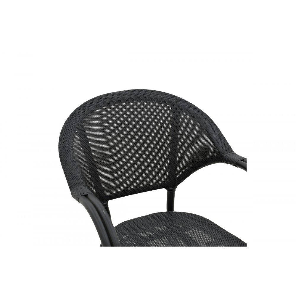 Πολυθρόνα κήπου "ELYZA" από αλουμίνιο/textilene σε μαύρο χρώμα 57x62x84